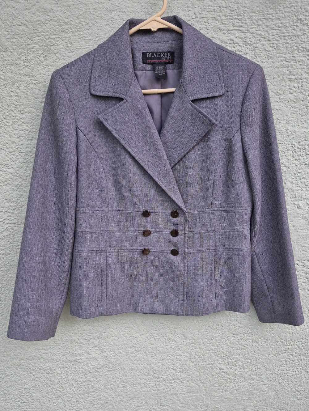 Blacker Petites by Stanley Blacker Ladies Gray Double Breasted Luxe Blazer - Picture 5 of 9